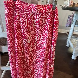 Red and White Patterned Skirt